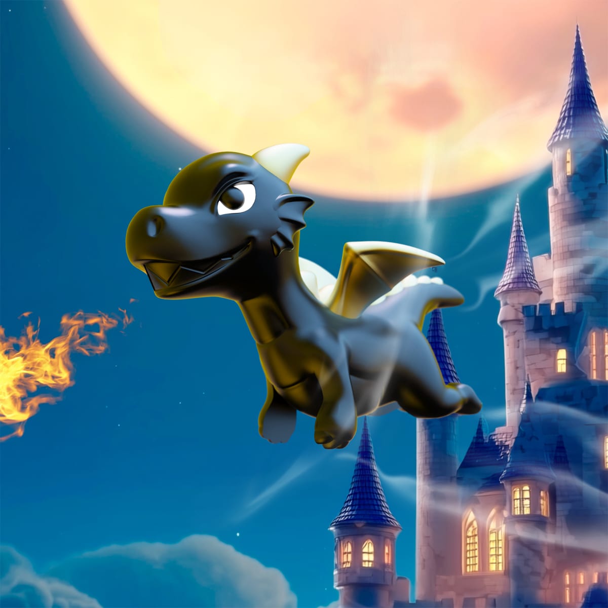 Llavero Metalmorphose Dragón Negro Alas Doradas6