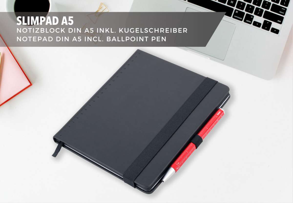 Bloc de notas TROIKA BLACK SLIMPAD A5 lapiz Rojo7