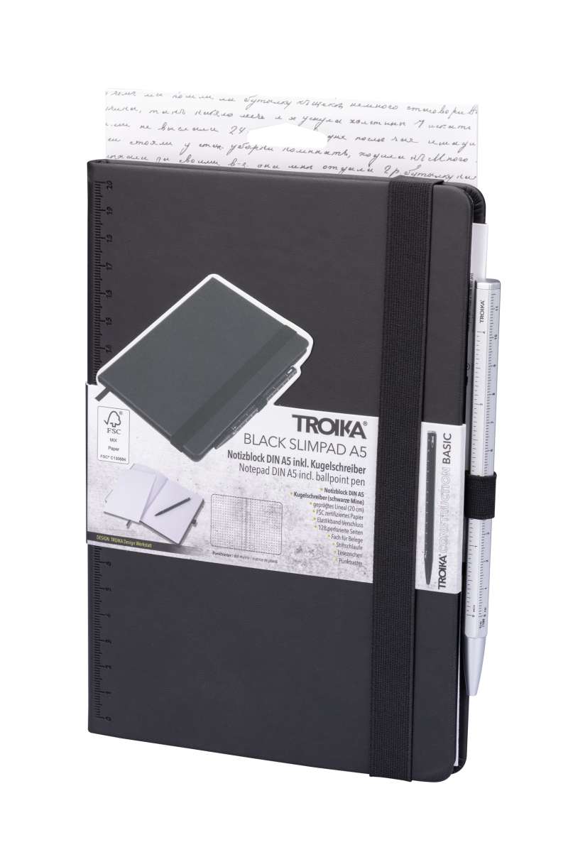Bloc de notas TROIKA BLACK SLIMPAD A5 lapiz Plateado8