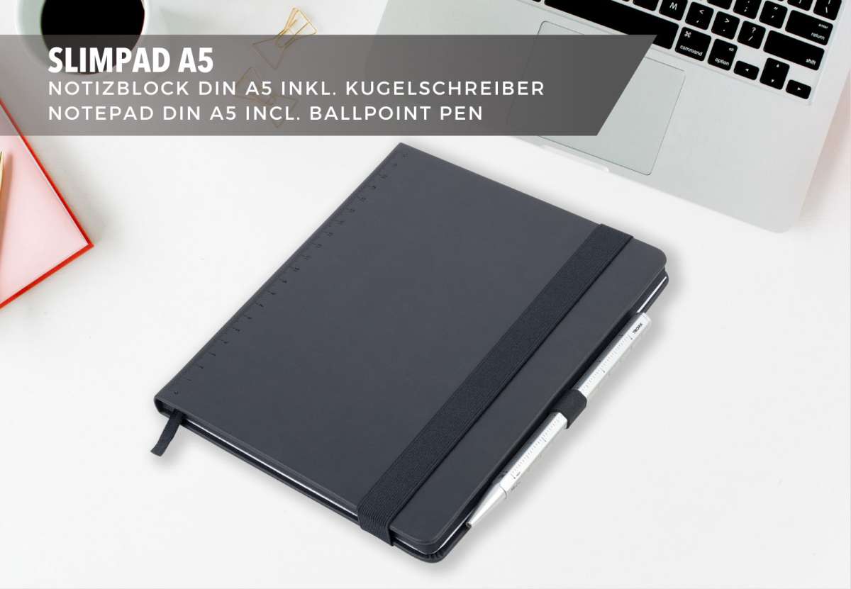 Bloc de notas TROIKA BLACK SLIMPAD A5 lapiz Plateado7