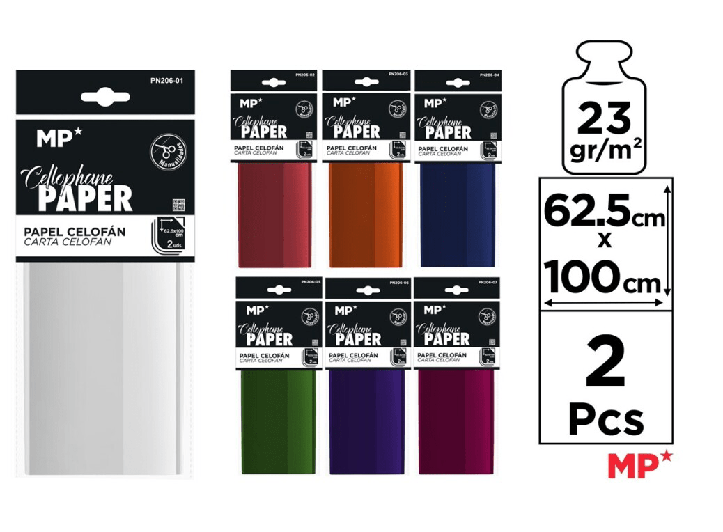 Pliego De Papel Celofan 62,5X100 2Uds Marca Madrid Papel Color Variado(MP)1