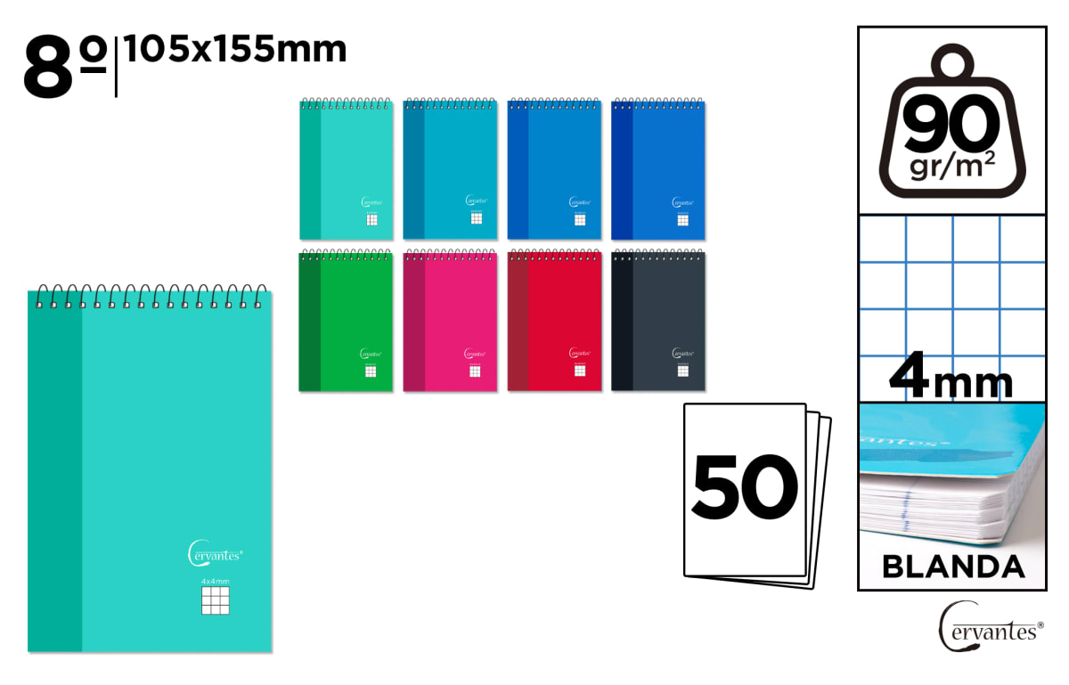 Block Octavo 50 Hojas Cuadrícula 10,5 x 15,5 cm (MP)1