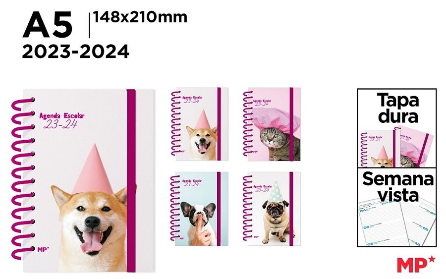 Agenda Escolar Semana Vista A5 Tapa Pp 2023/20241