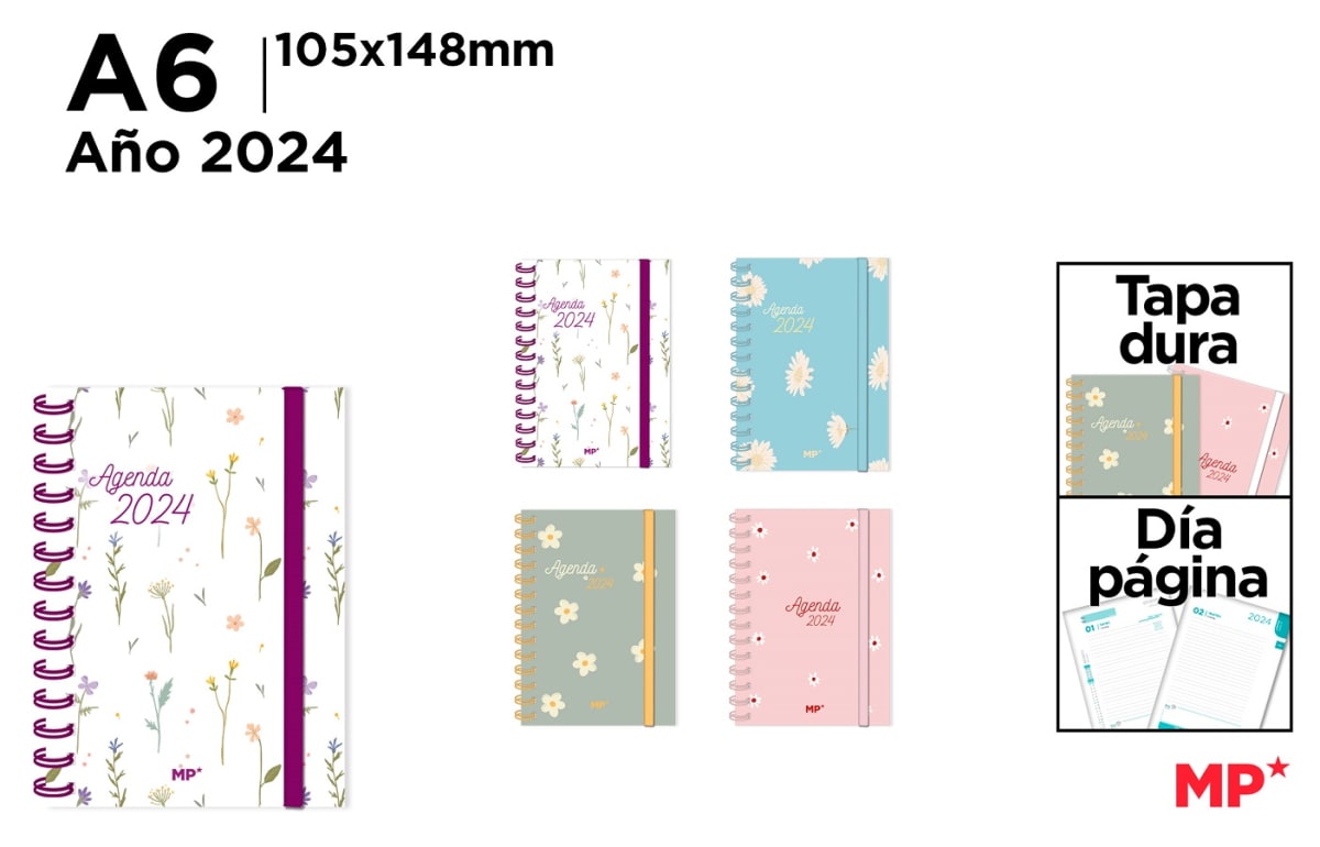 Agenda 2024 Tapa Dura con elástico Día Pag. 105X148Mm1