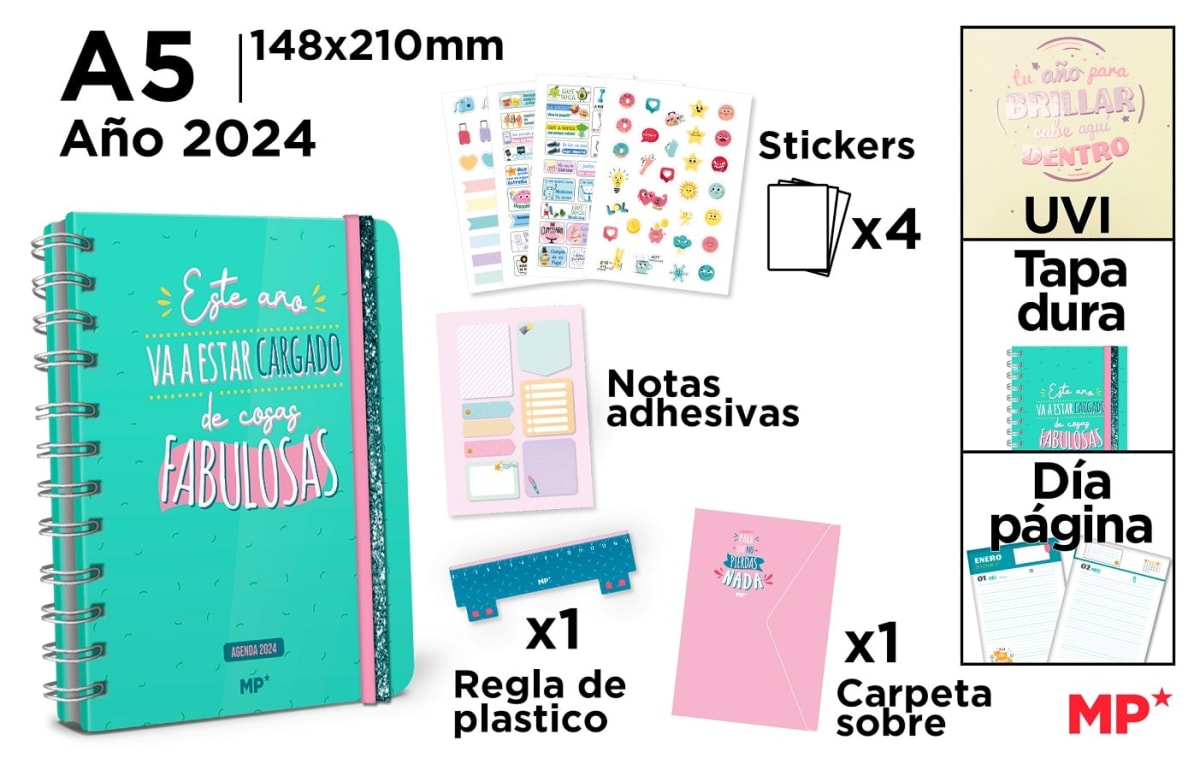 Agenda Premum Dia Pagina Tapa Dura 2024 Turqueza (MP)1