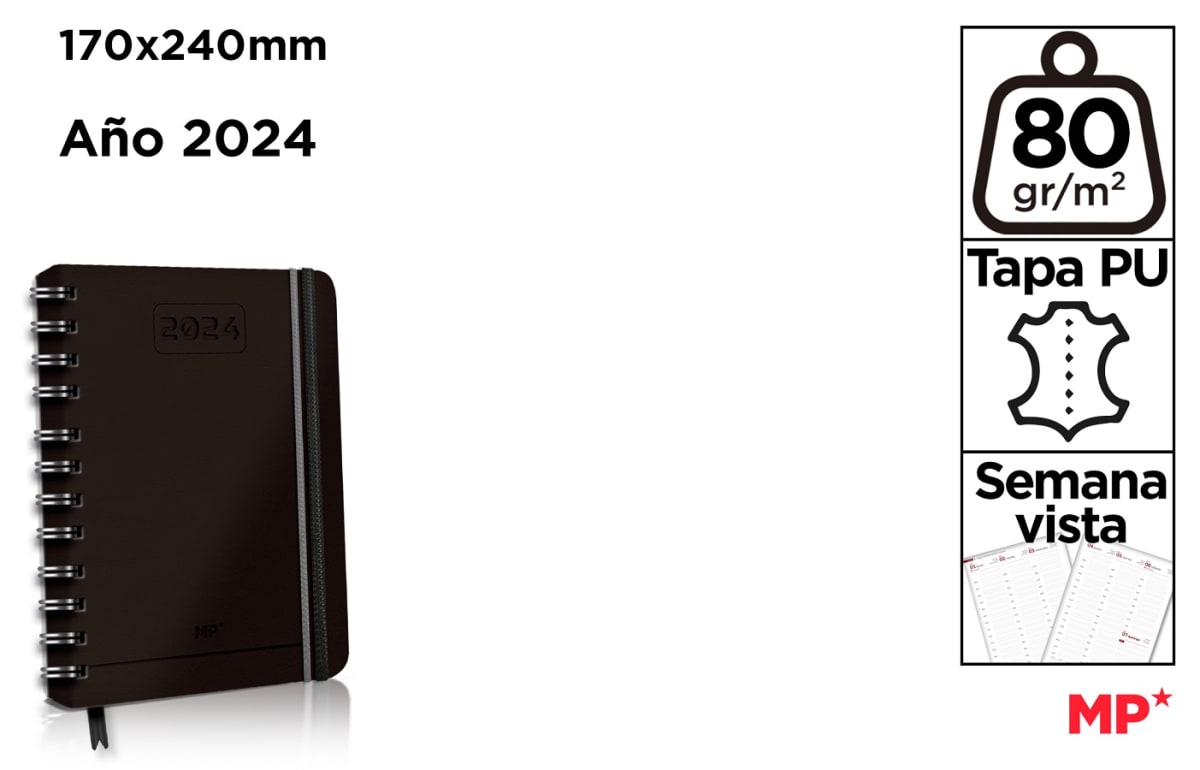 Agenda 2024 Oficina Semana Vista Polipiel Azul 17X24 A1