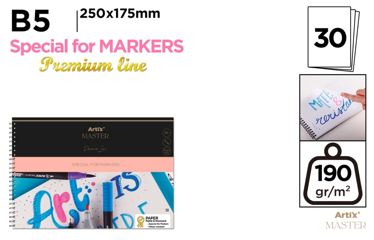 Block De Papel para marcadores 190g  30 Hojas B5 Espiral (MP)1