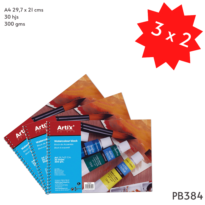 Pack 3x2 Croquera Acuarela A4 29,7 x 21cms 30 hjs 300 gms