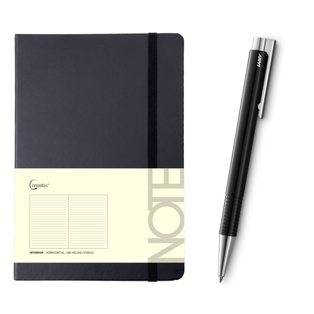 Cuaderno MP A5 Negro + Boligrafo Lamy Logo negro1