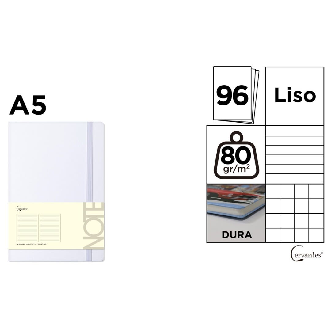 Cuaderno Tapa Dura C/Elástico A5 Marca Cervantes -