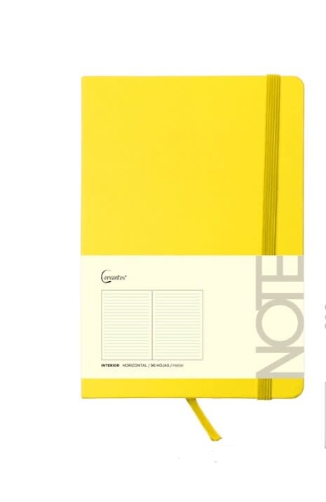 Cuaderno Tapa Dura C/Elastico A5 Marca Cervantes -Amarillo