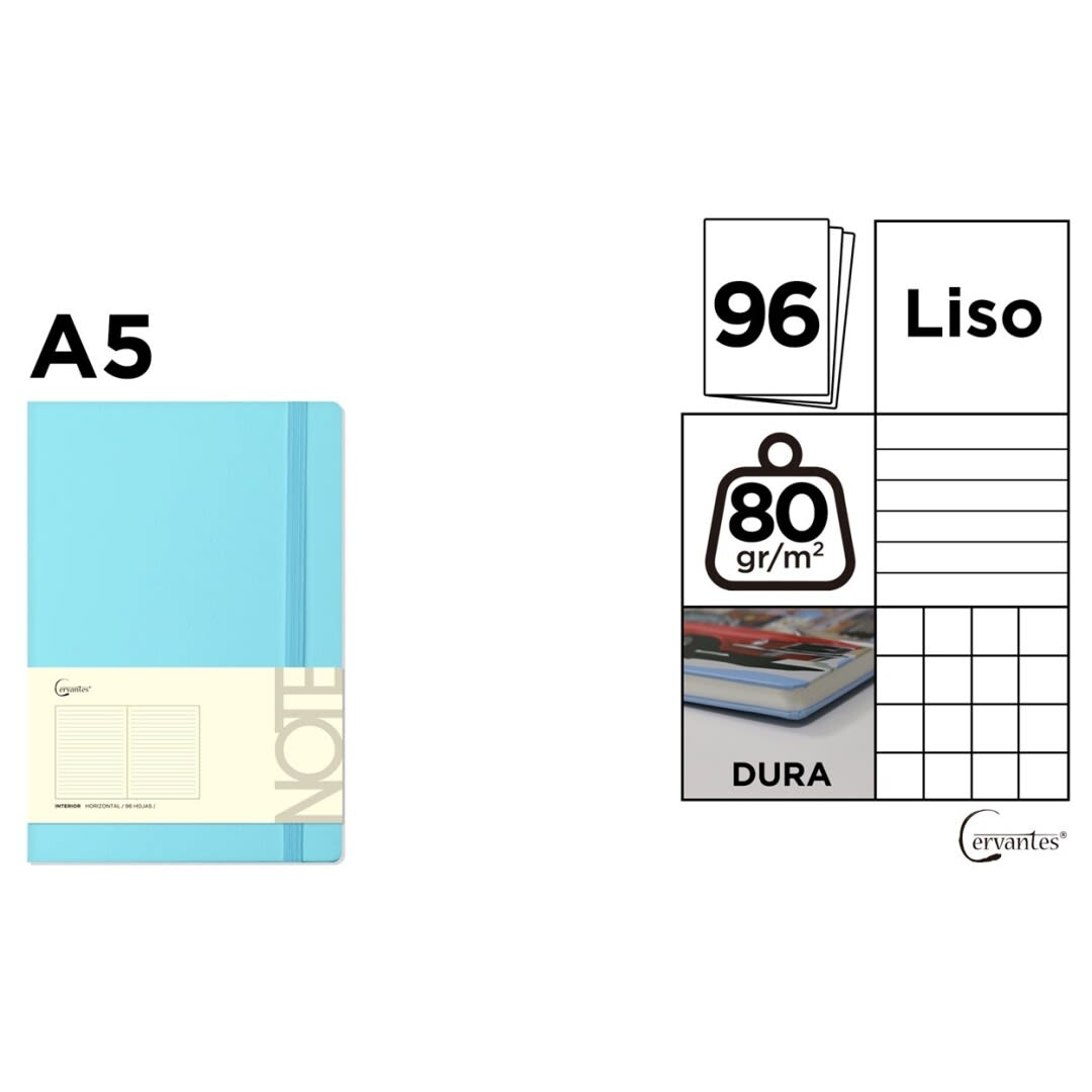 Cuaderno P/Nota A5  x 96 Hjs Azul Pastel - Madrid Papel2