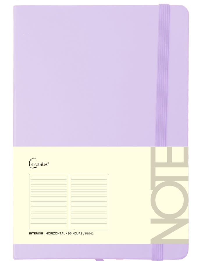 Cuaderno A5, 96hjas 80gr Marca Cervantes Color Morado Pastel1