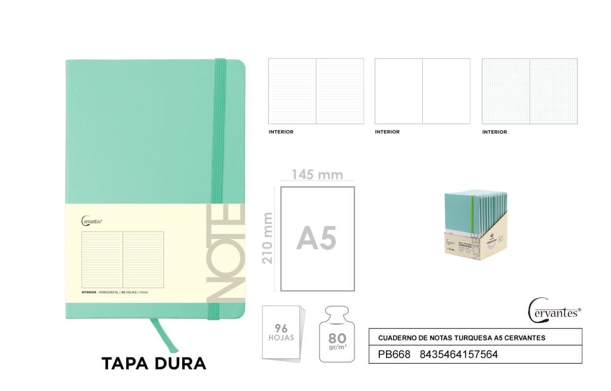 Cuaderno P/Nota A5 C/Elastico 80Gr x 96 Hjs (MP)