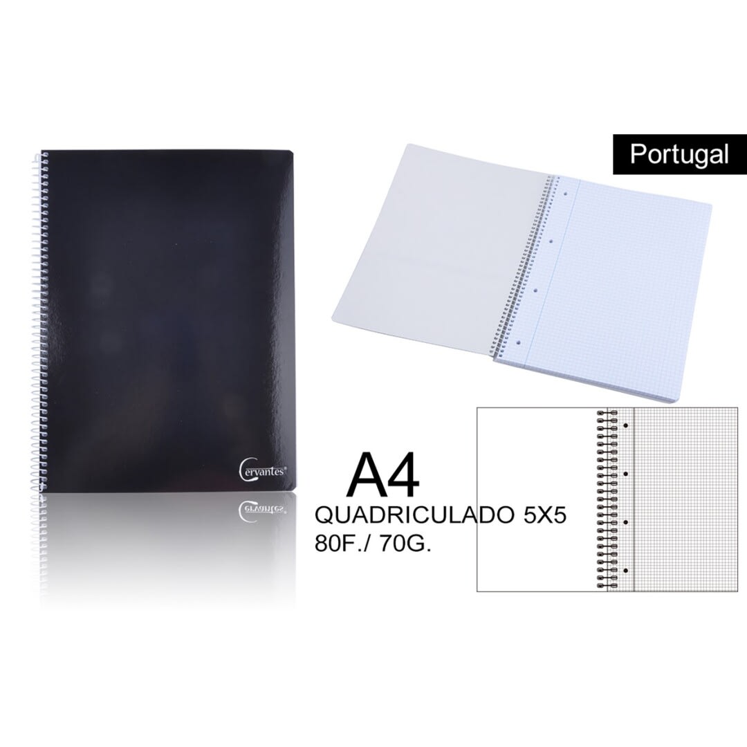 Cuaderno Anillado Formato A4 Marca Cervantes Color Negro