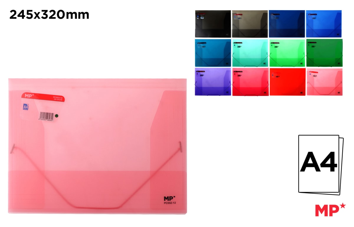 Carpeta Transparente Con Tapa Y Elastico A4 32x24.7cm Madrid Papel1