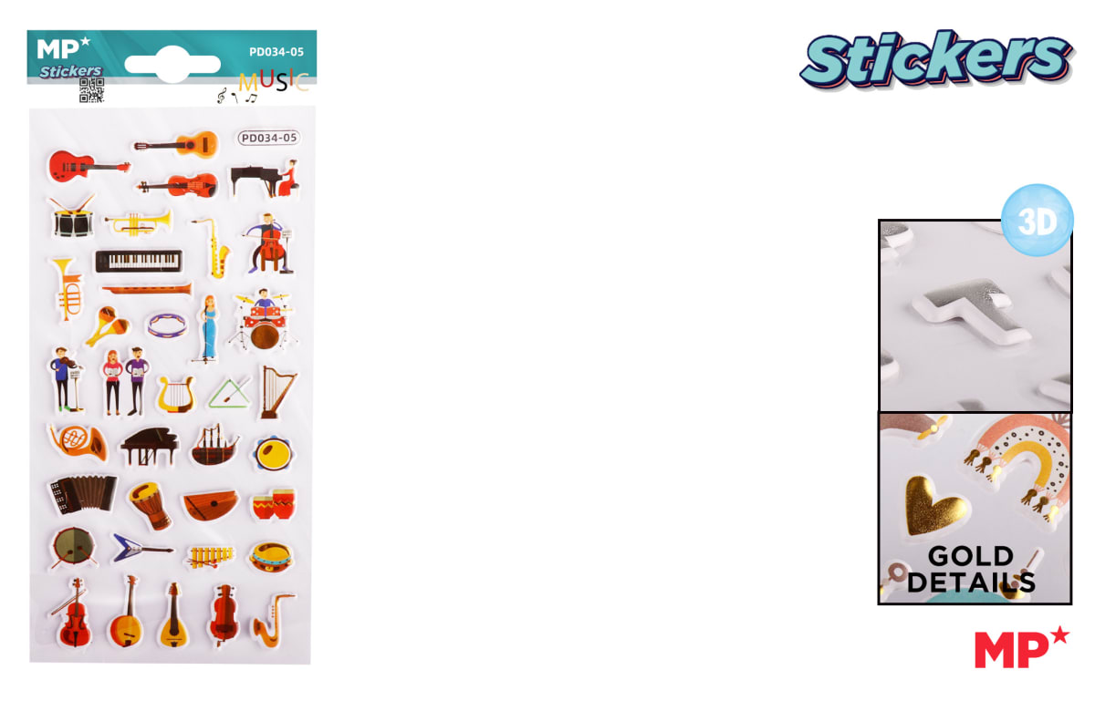 Pegatinas Stickers Relieve Música Variado1