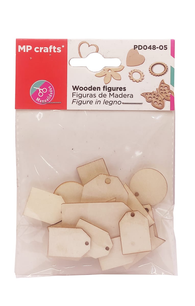 Set De Figuras De Madera Diseño Tarjetas  X 19Uds Marca MP Crafts Color Beige (MP)1