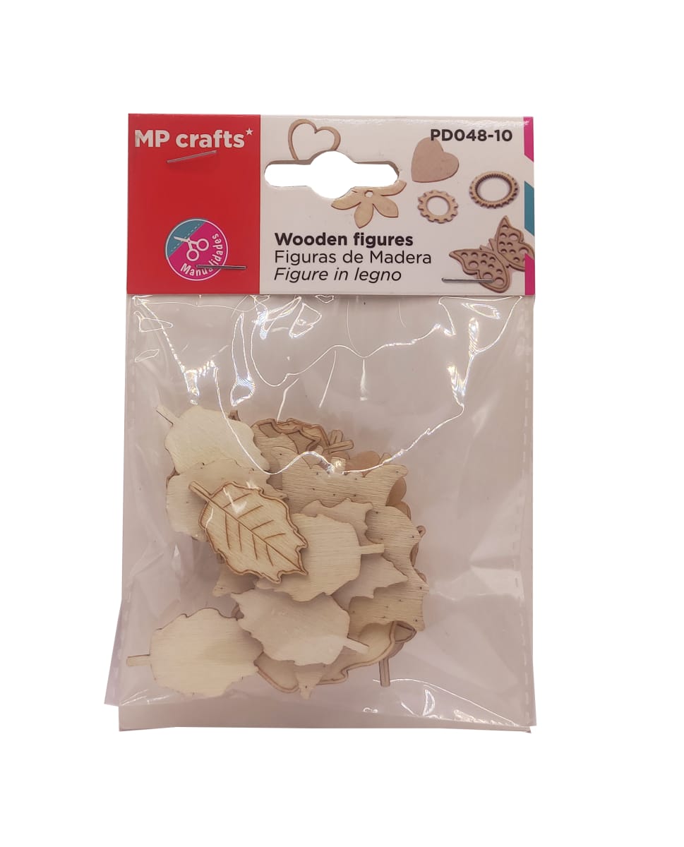 Set De Figuras De Madera Diseño hojas Otoñales X 19Uds Marca MP Crafts Color Beige (MP)1