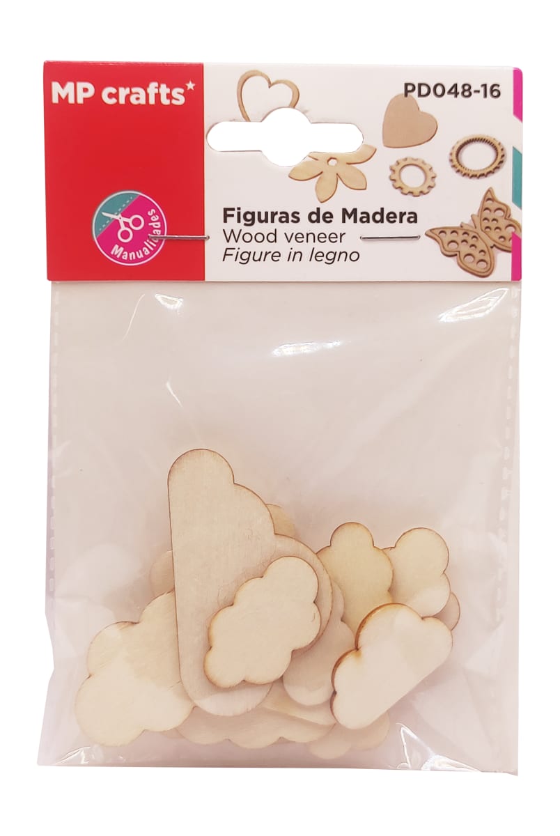 Set De Figuras De Madera Diseño Nubes X 19Uds Marca MP Crafts Color Beige (MP)1