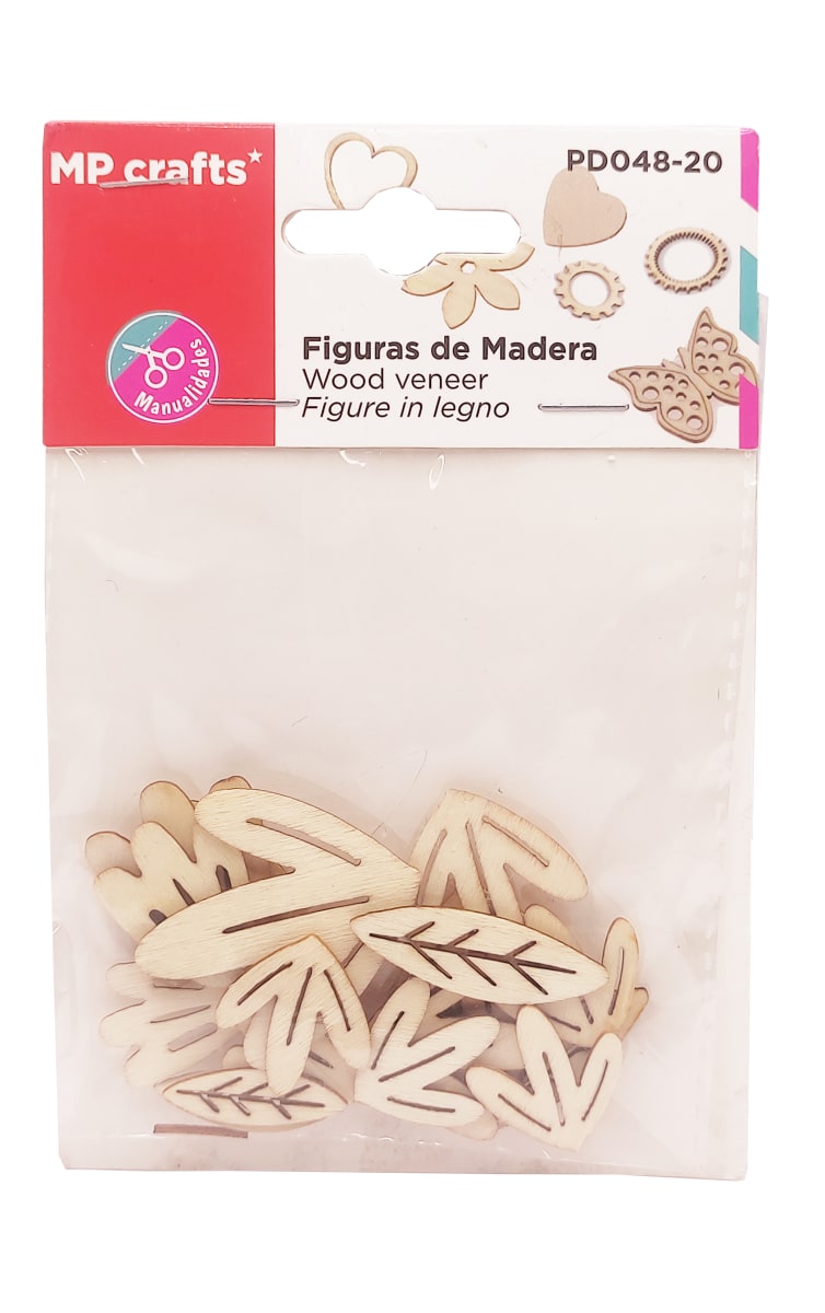 Set De Figuras De Madera Diseño Hojas  X 19Uds Marca MP Crafts Color Beige (MP)1