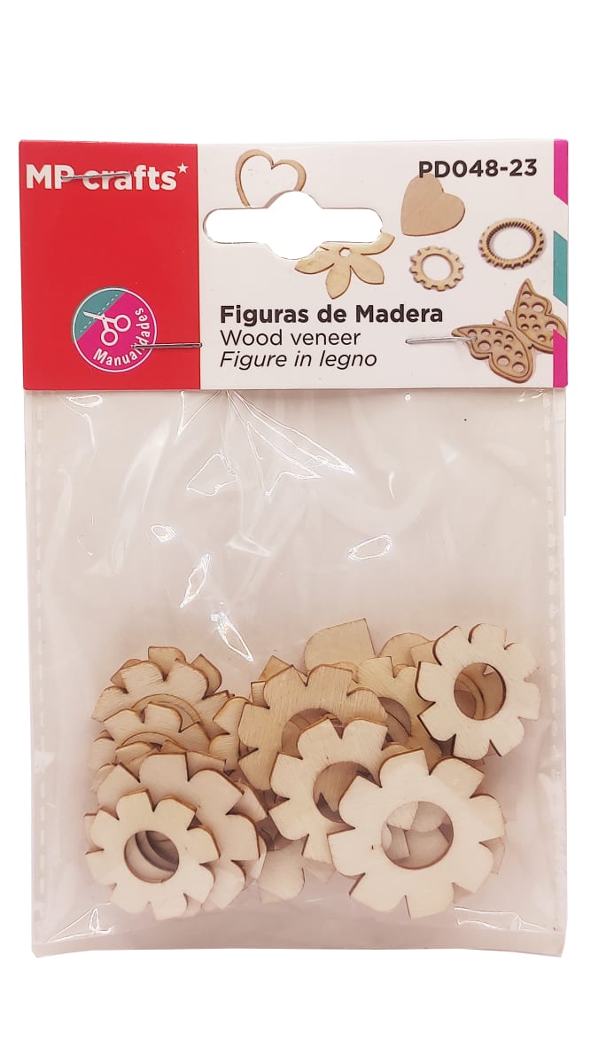 Set De Figuras De Madera Diseño Engranajes  X 19Uds Marca MP Crafts Color Beige (MP)1