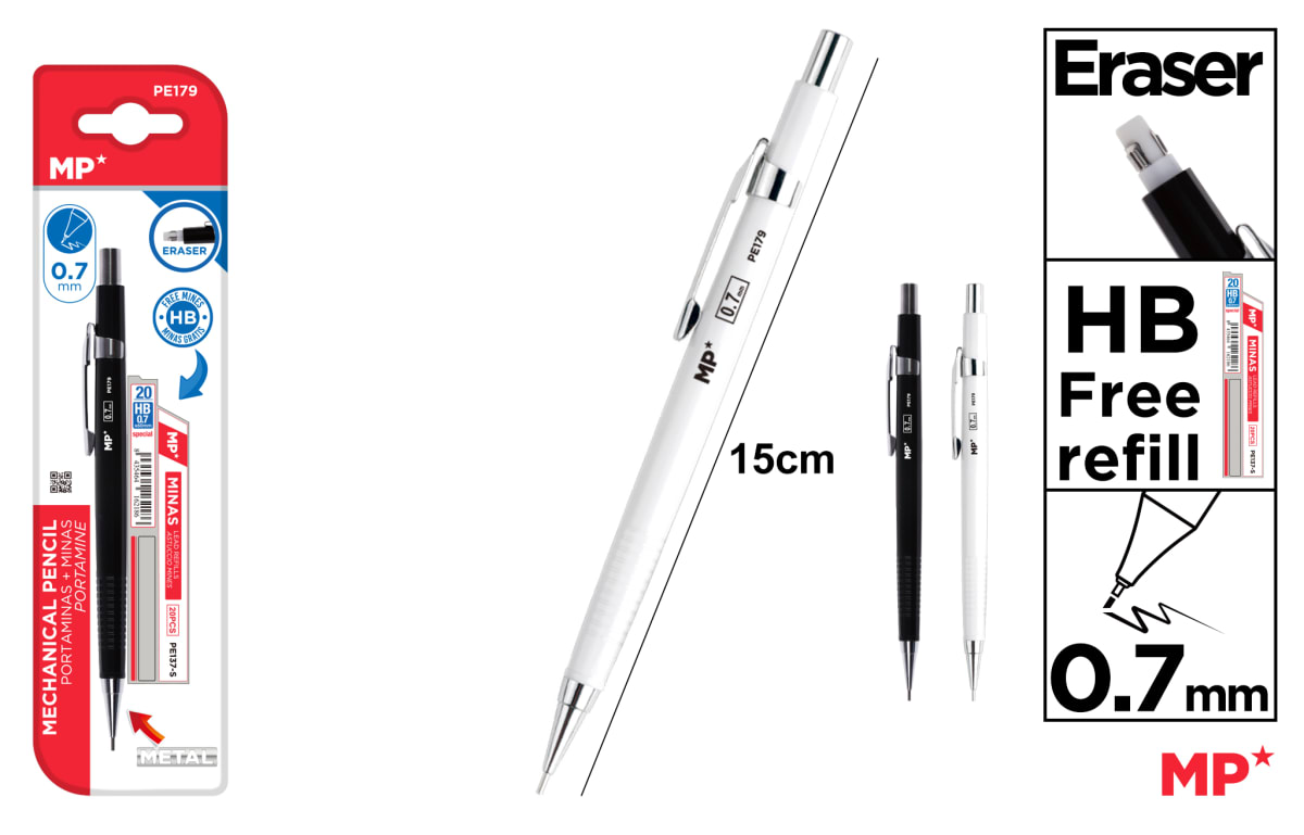 Portamina Metalico Clasico + Minas 0.7mm Color Surtido1