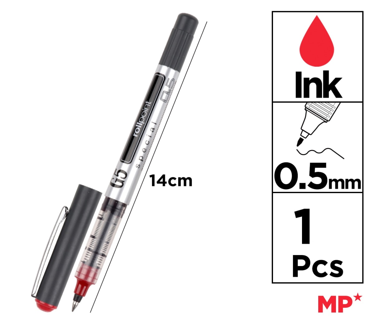 Bolígrafo Tinta Líquida Punta Ball Rojo1