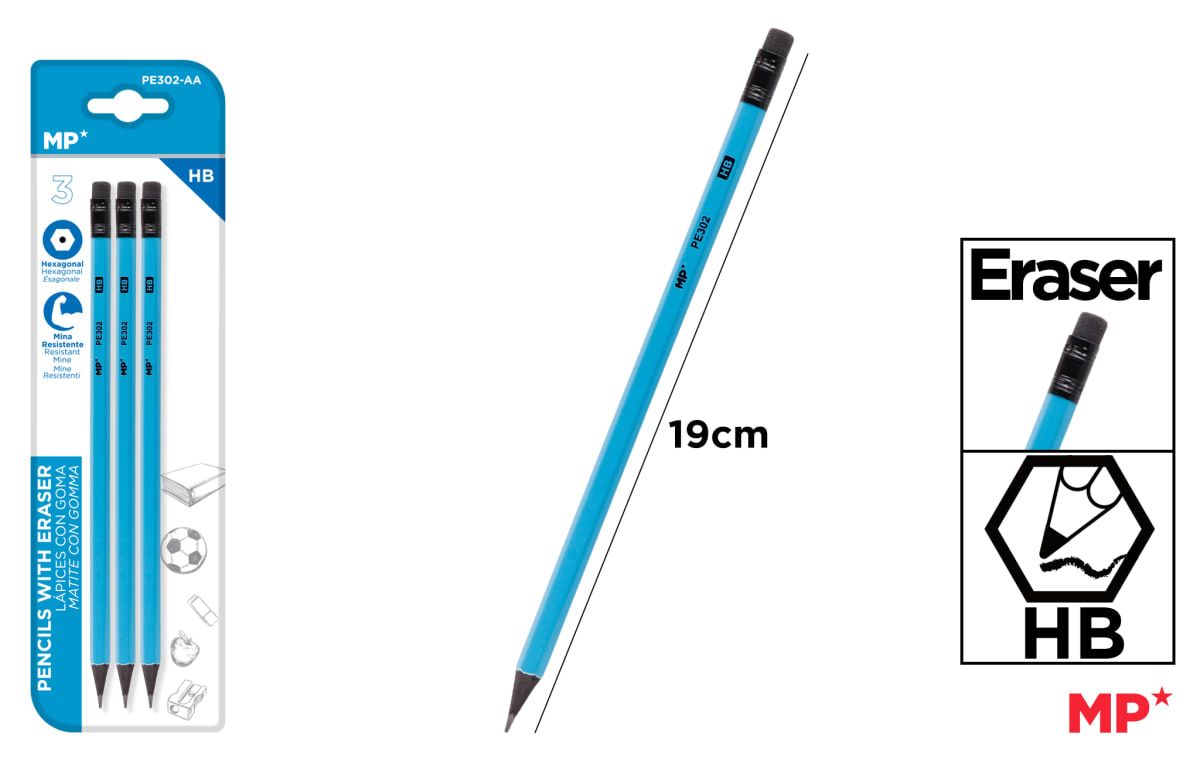 Set De Grafitos Hexagonal HB X 3Uds Color Celeste1