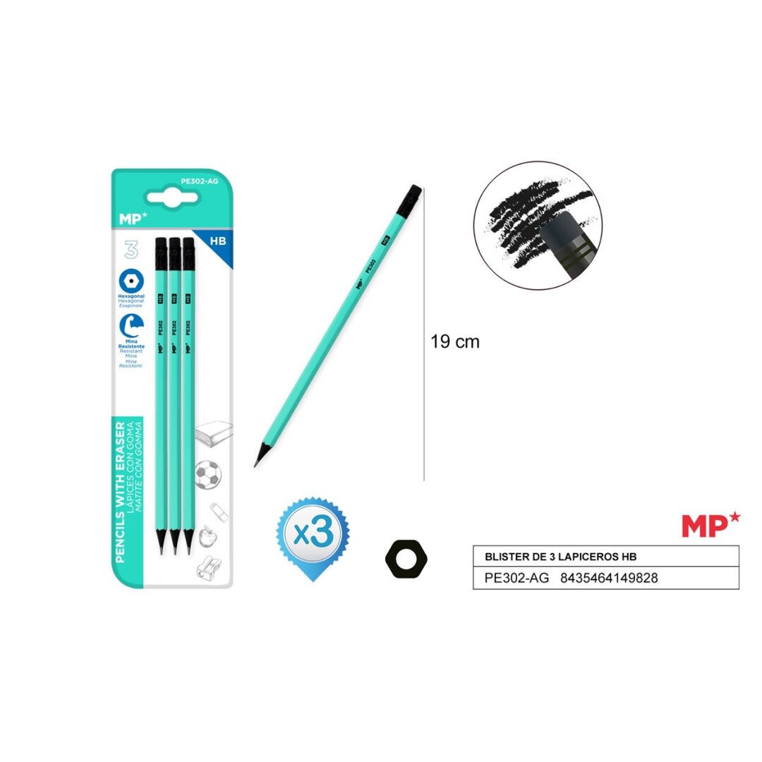 Set De Grafitos Hexagonal HB X 3Uds Color Verde1