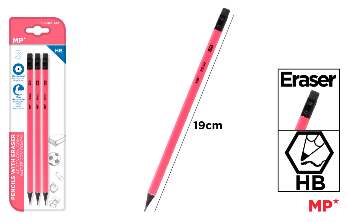 Set De Grafitos Hexagonal HB X 3Uds Color Coral1