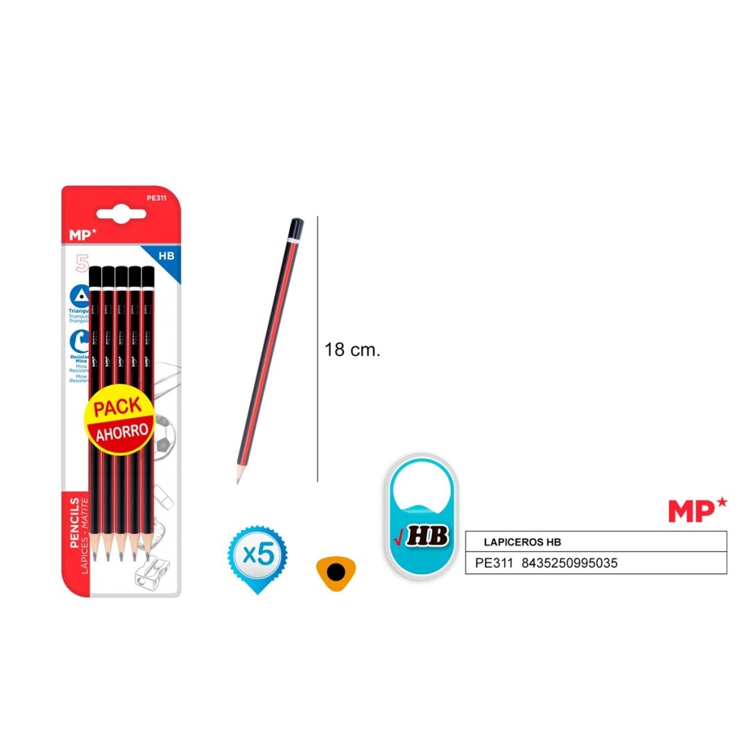 Set lapices Grafito HB x5 Uds Color Negro Marca Madrid Papel1