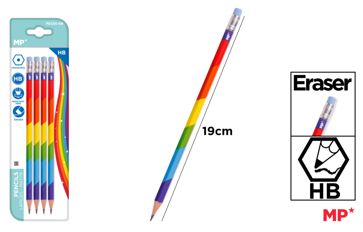 Lápices Con Goma Decorados 4 Uds. Espiral1