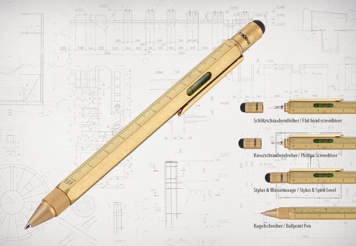 Boligrafo Troika Construcción multifuncional  Original Dorado2