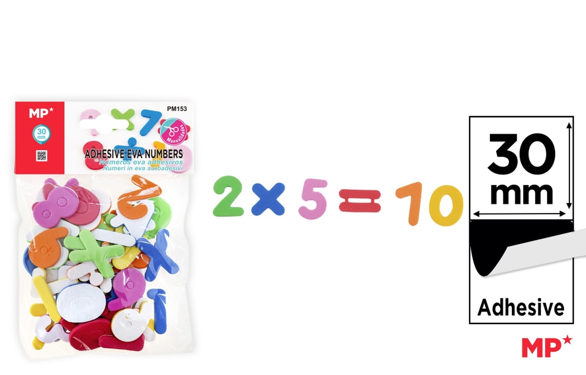 Set De Numeros Goma Eva Adhesivas Tamaño 30mm Color Variado1