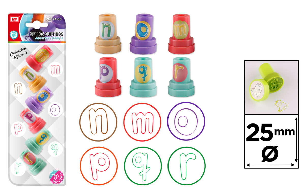Set De Timbres Para Niños Coleccion De Letras #3/ 25mm X 6U1