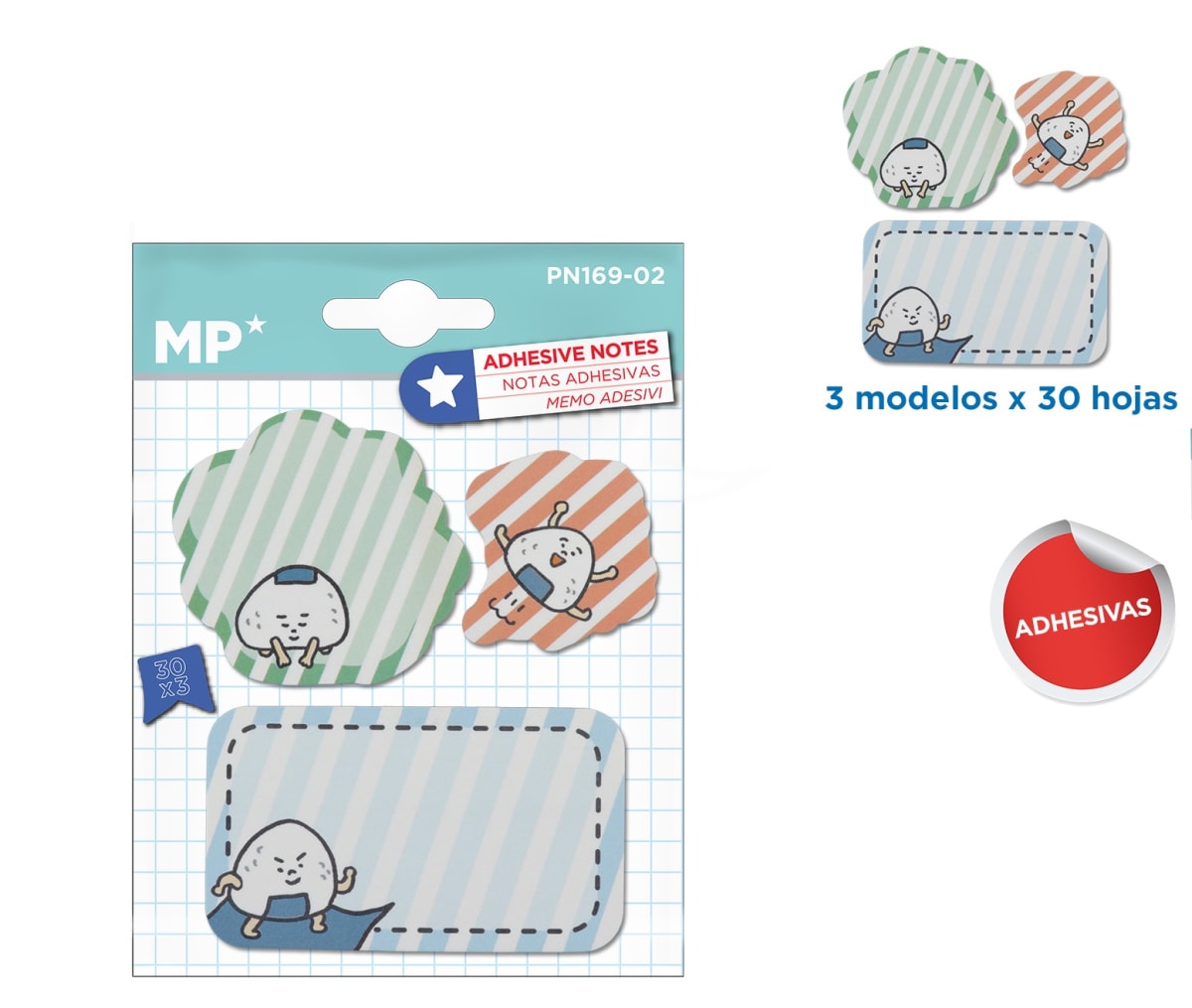 Set De Notas Adhesivas 3 Diseños Surtidos X 30Hjs /90Grdo1