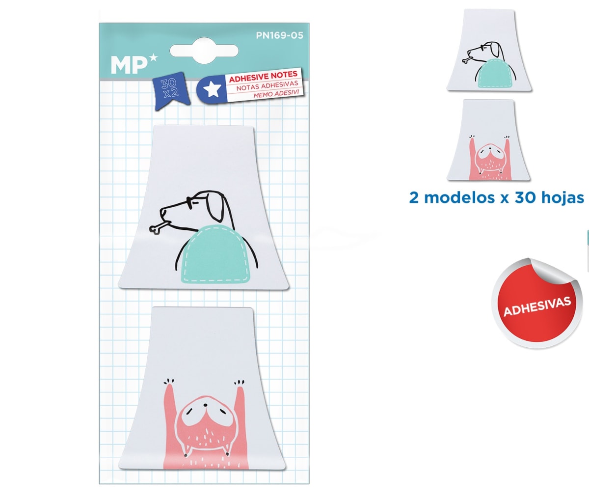 Set De Notas Adhesivas 30Hjs Perros/Gatos X 90Grdo1