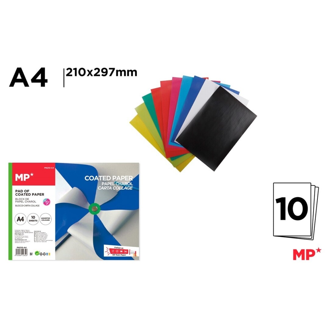 Block  De Papel Charol A4 10 Colores Marca MP Crafts