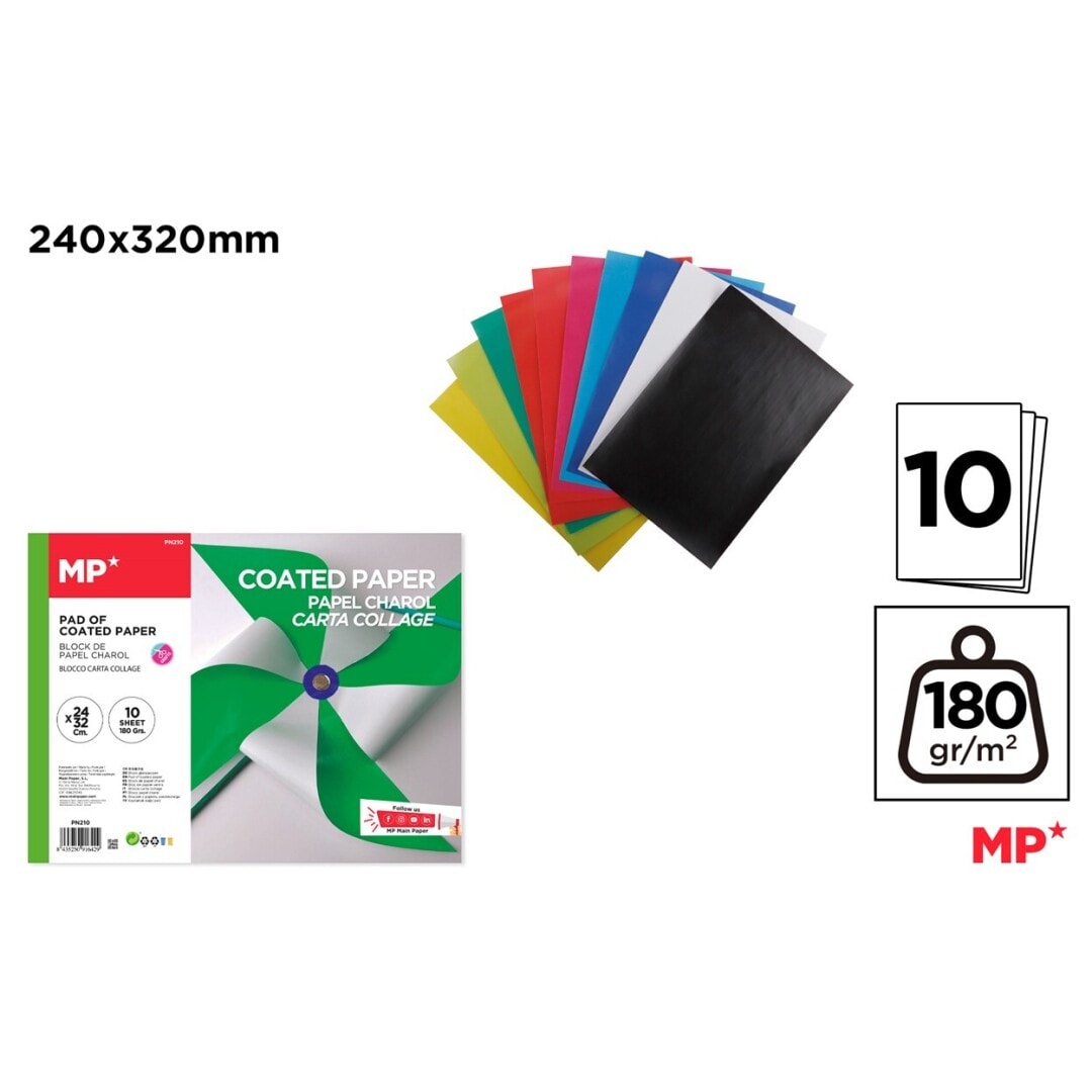 Block  De Papel Charol 32x24cm 10 Colores Marca MP Crafts