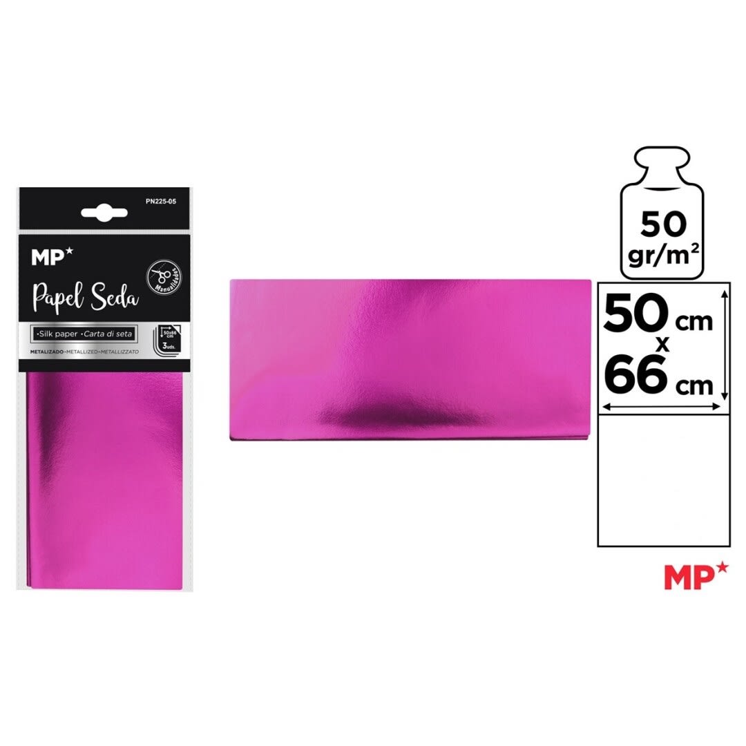 Pliego De Papel Seda 50cmX66cm Marca Madrid Papel Color Rosado Metalizado1