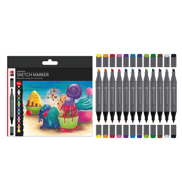Marabu SketchMarker 12 unidades Base alcohol - Sugar2