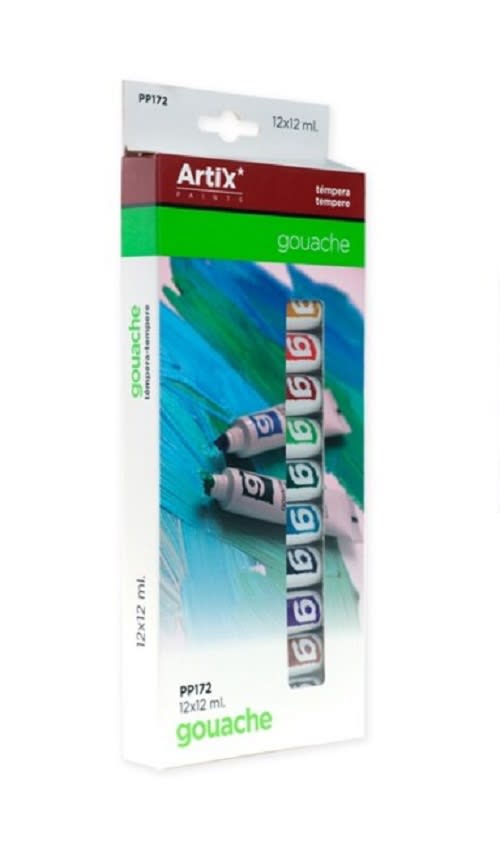 Set De Tempera de 12Uds,12Ml, Marca Artix - Color Variado1