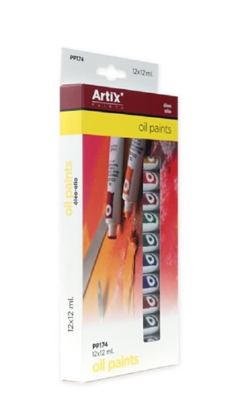Set De Oleos 12 Tubos, 12Ml, Marca Artix, Color Variado1