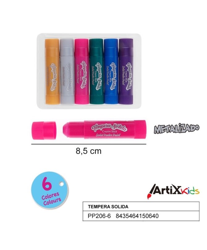 Set De Tempera En Plumón Metalizados 6Uds Marca Artix Kids2