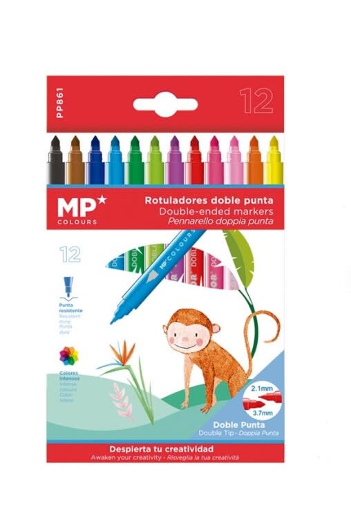 Set De Plumones Doble Punta 12Uds Marca Madrid Papel1