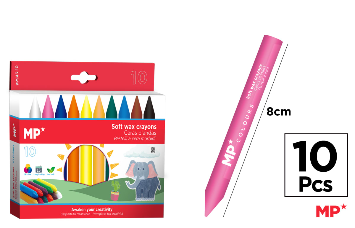 Caja De Lapices De Cera Blanda 8cm X 10Uds Color Surtido1