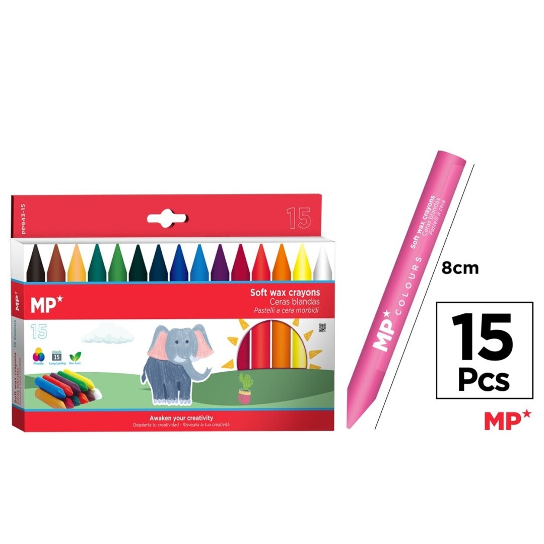 Caja De Lapices De Cera Blanda 8cm X 15Uds Color Surtido1