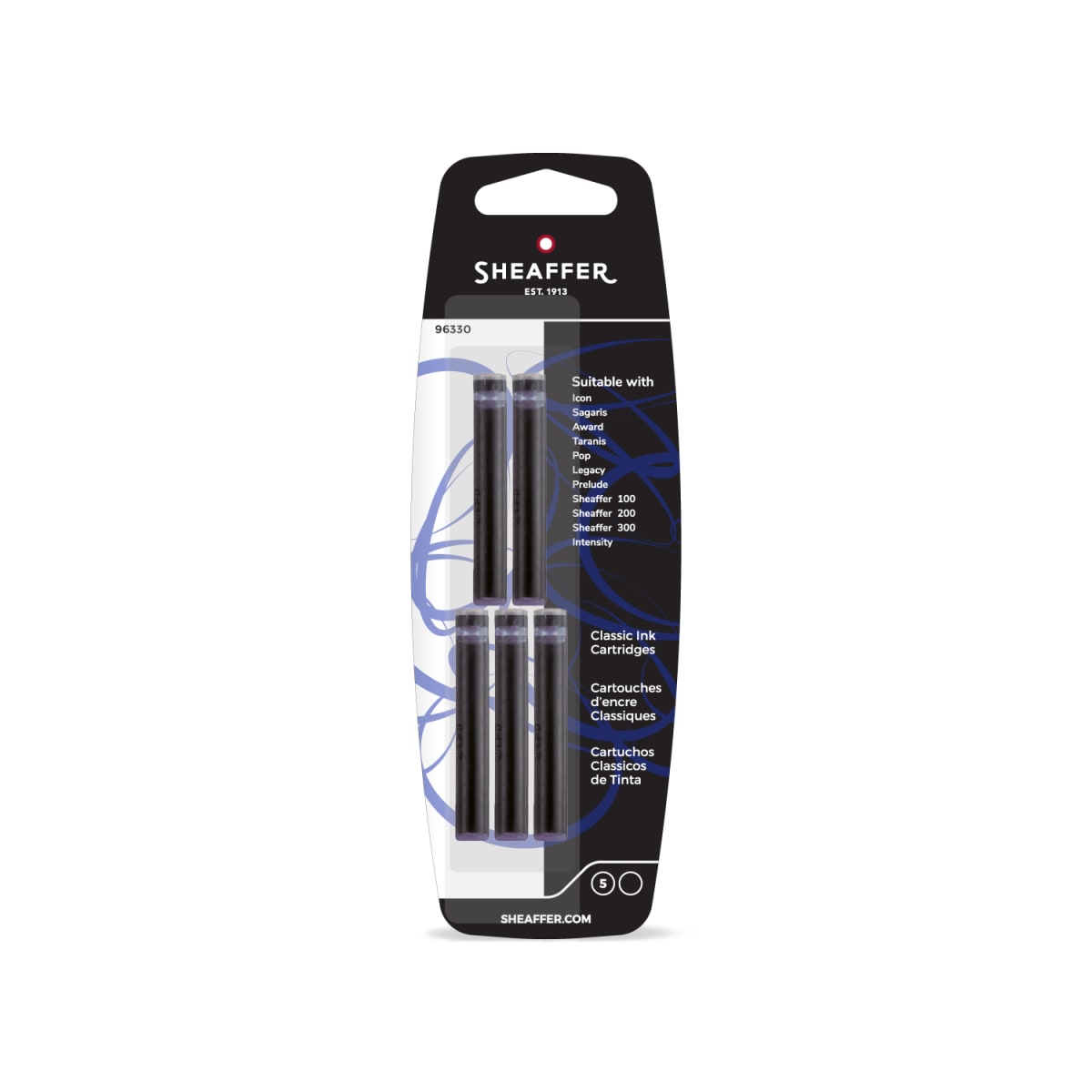 Blister con 5 cartuchos Sheaffer negro