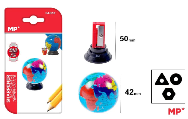 Sacapuntas Diseño Globo De Mapa Mundi Marca Madrid Papel Color Surtido (MP)1